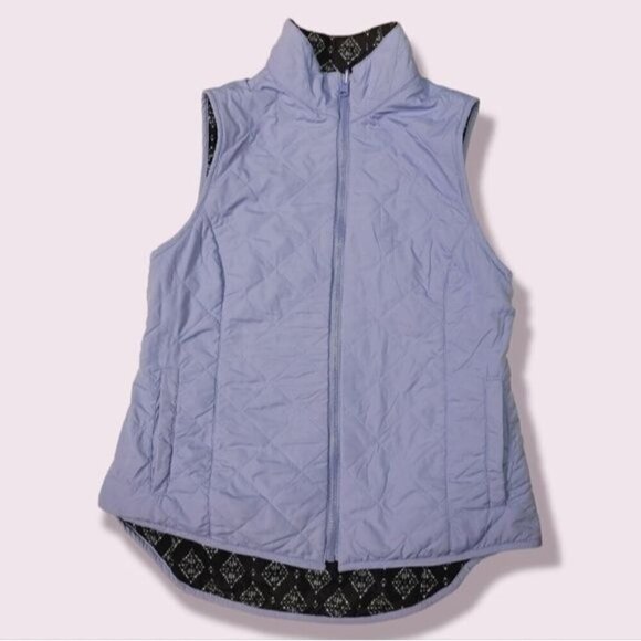 𝅺Bit & Bridle Reversible Blue and Black Quilted Puffer Women's Vest, Size Small - Picture 2 of 10